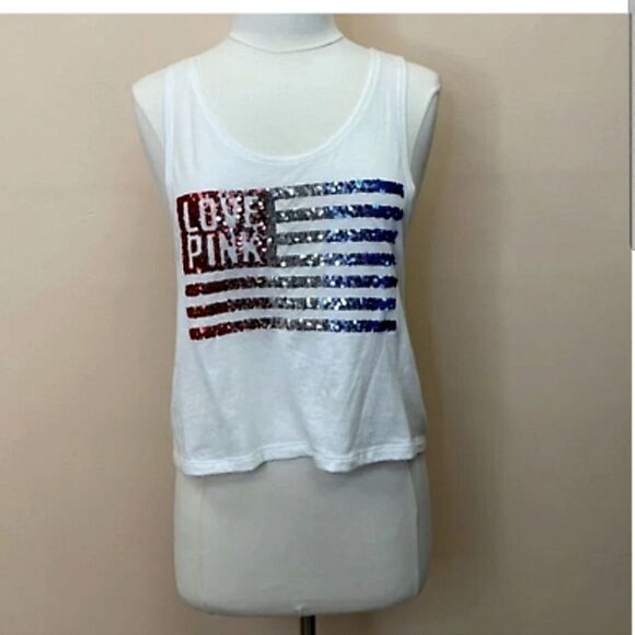 VS PINK Sequined Flag Tank Top - Picture 2 of 8